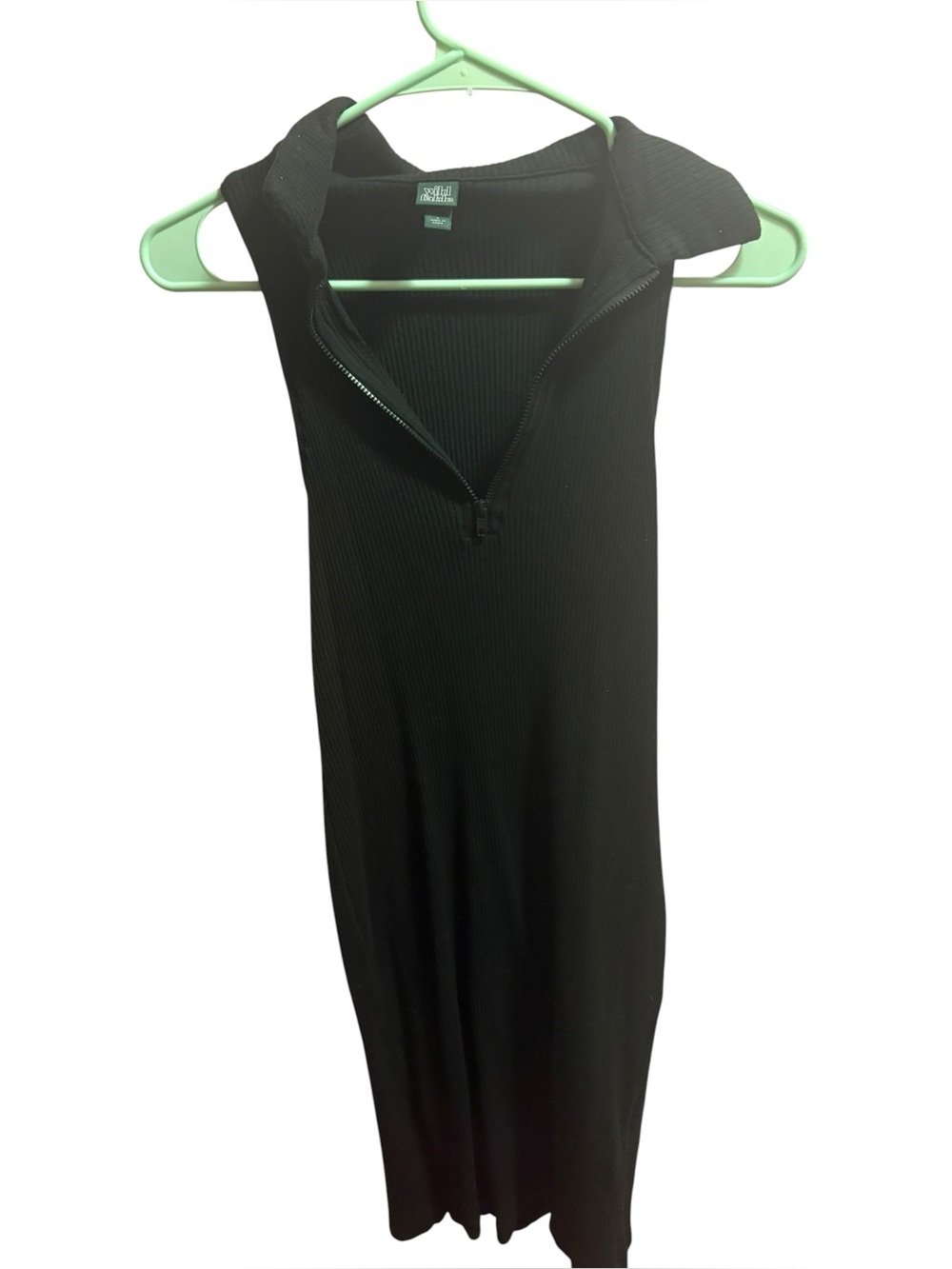 wild fable Black Ribbed Zip-Up Tank Dress